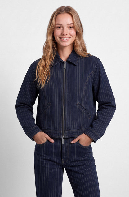 Indigo Striped Denim Jacket