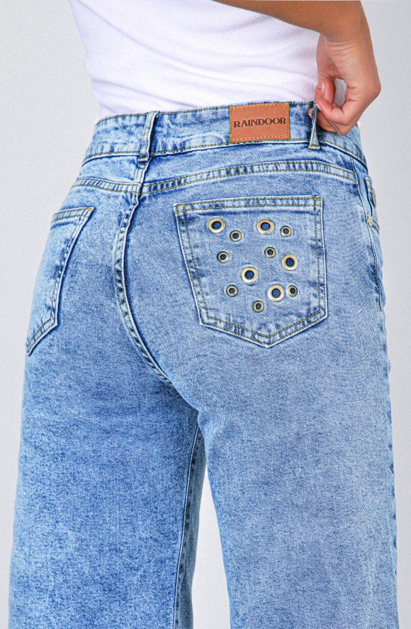 Blue Ojal Back Pocket Pants