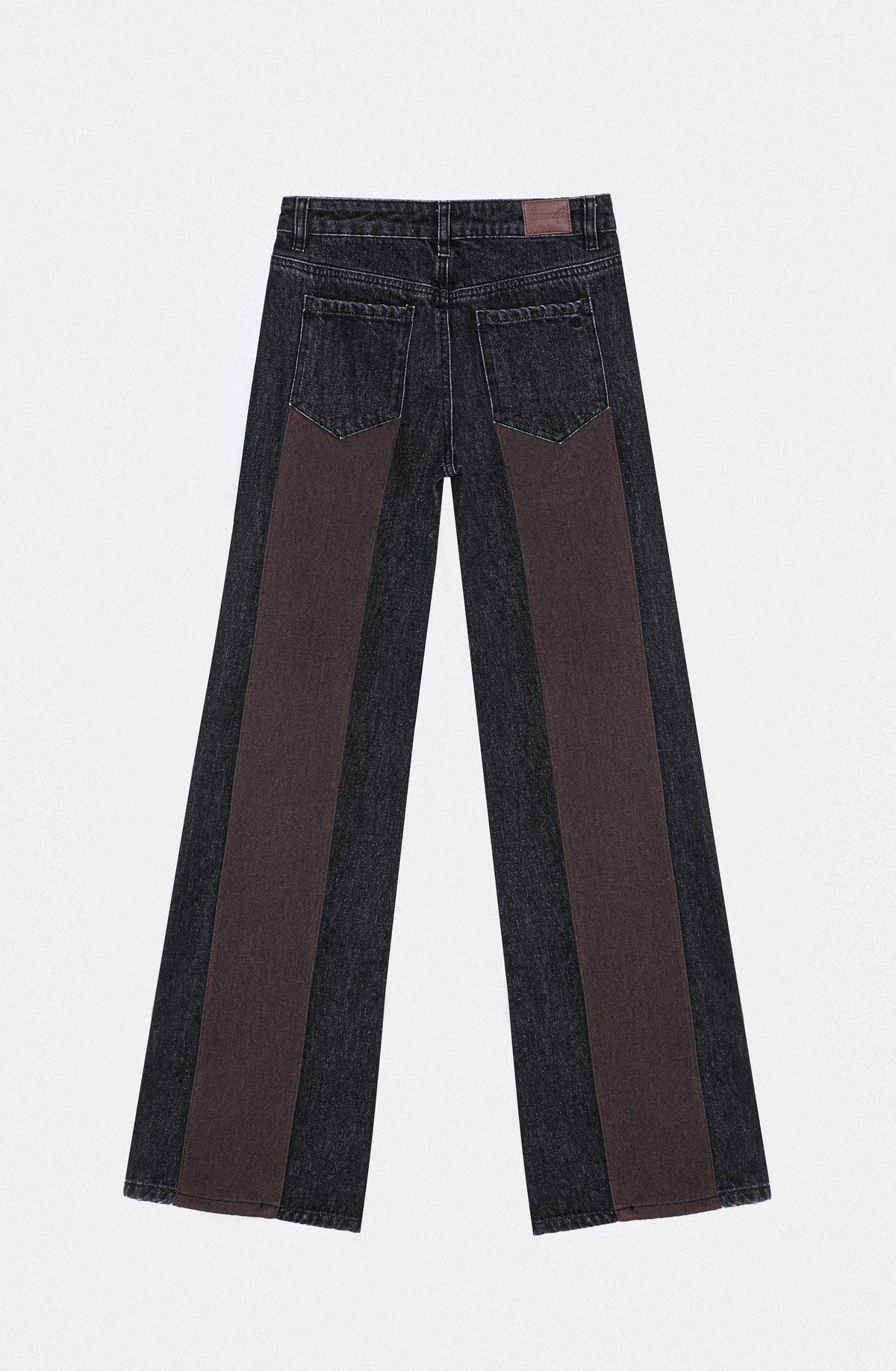 Brown Pants with Denim Appliqué