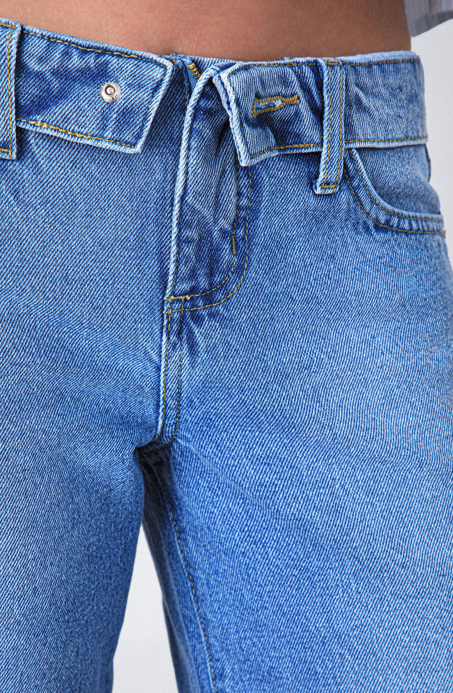 Blue Inverted Waistband Pants