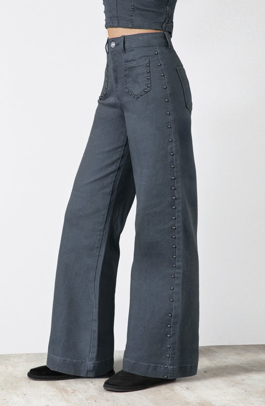 Pantalón Tachas Bolsillos Gray