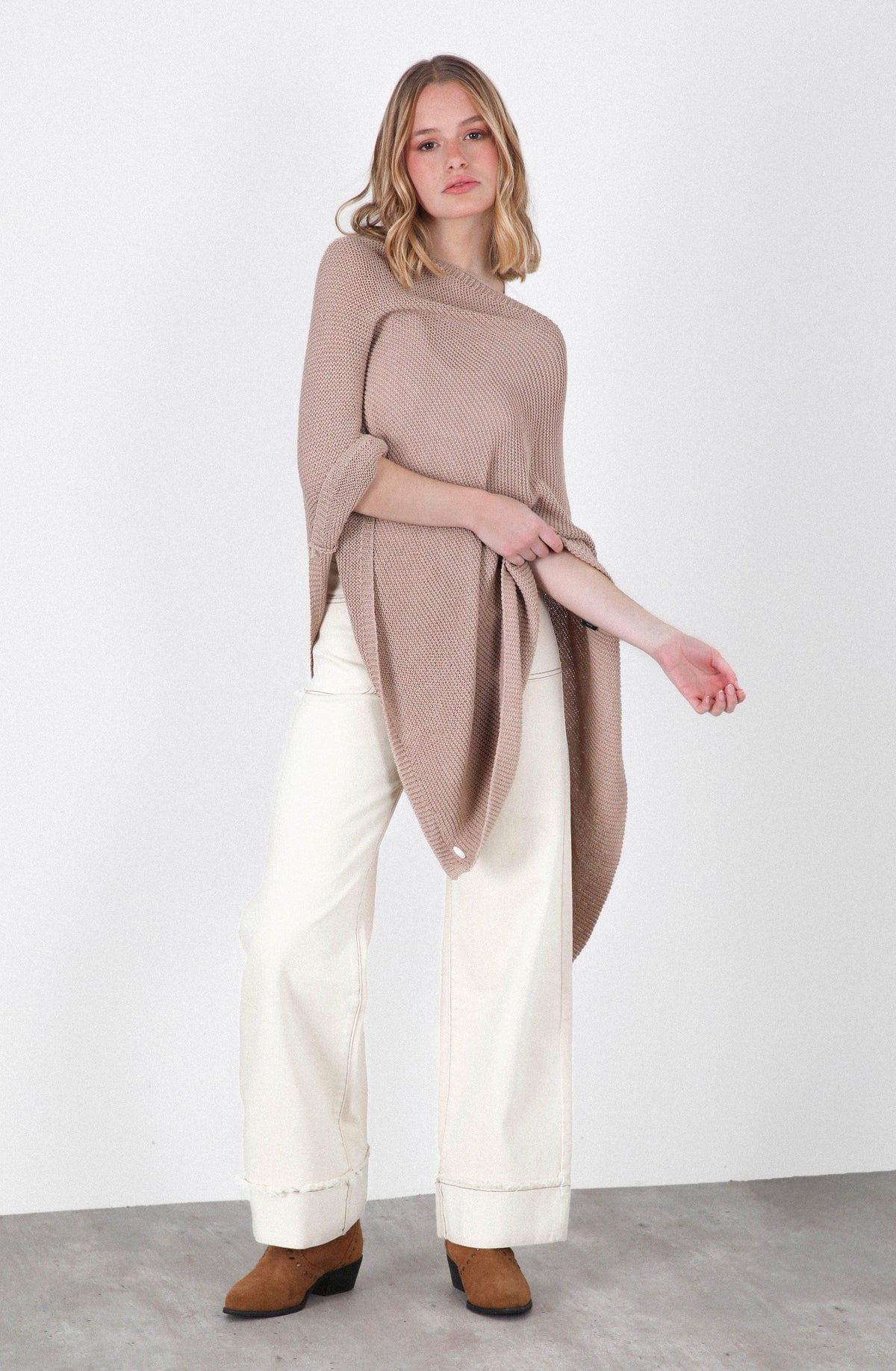 Beige Knit Cape