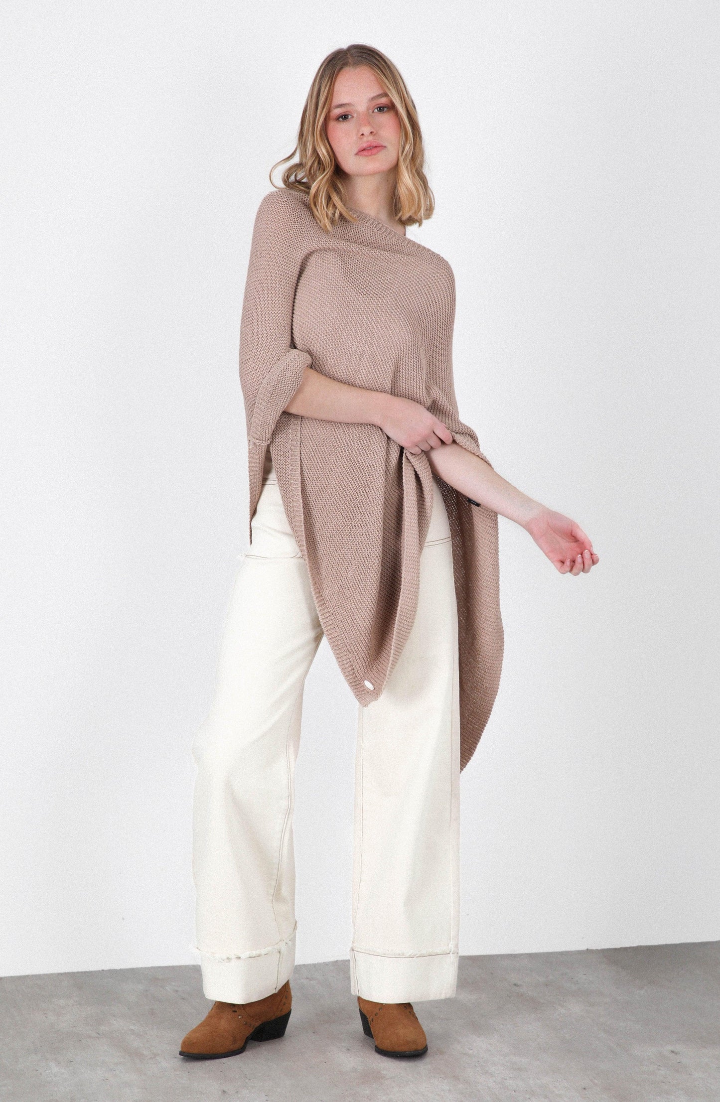 Beige Knit Cape