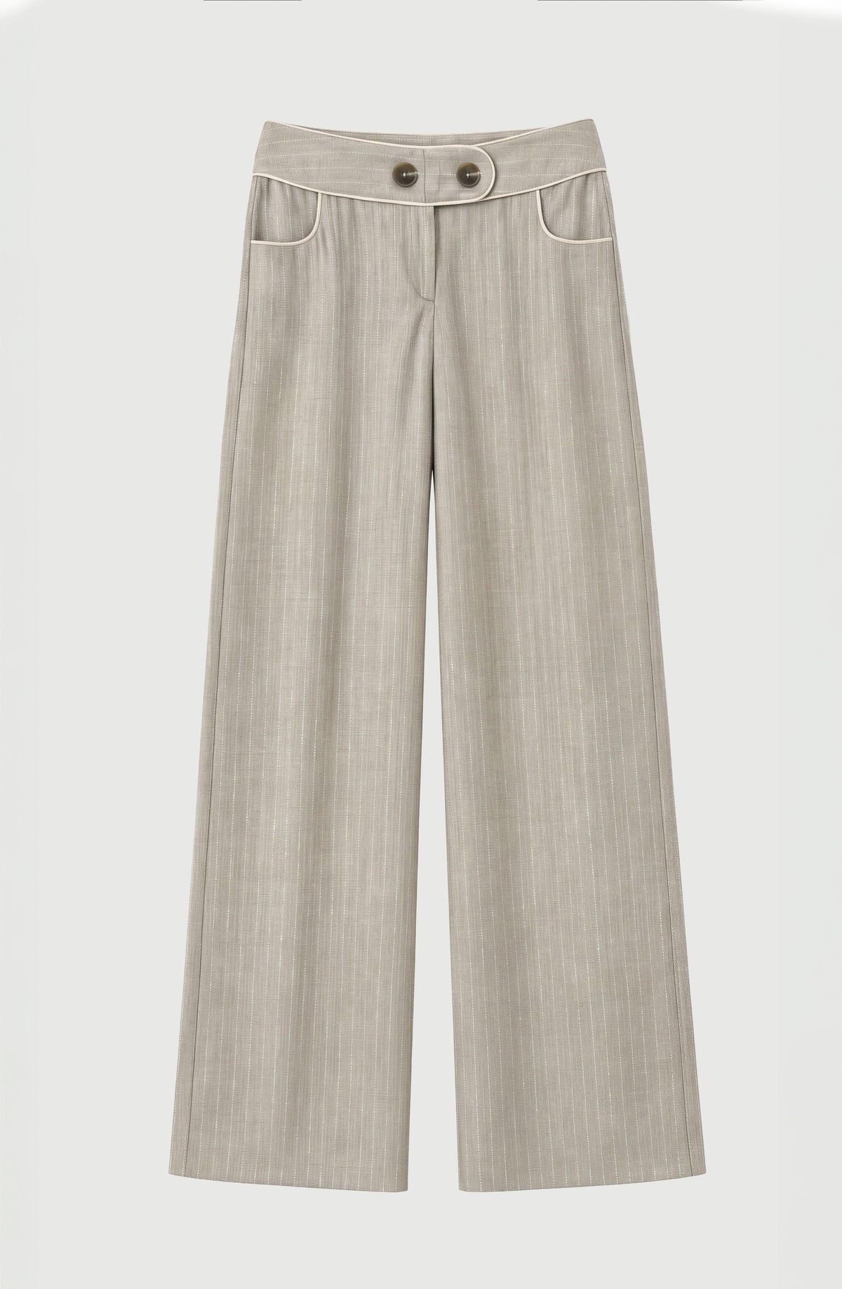 Beige Lurex Tailored Pants
