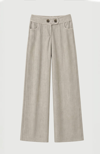 Beige Lurex Tailored Pants