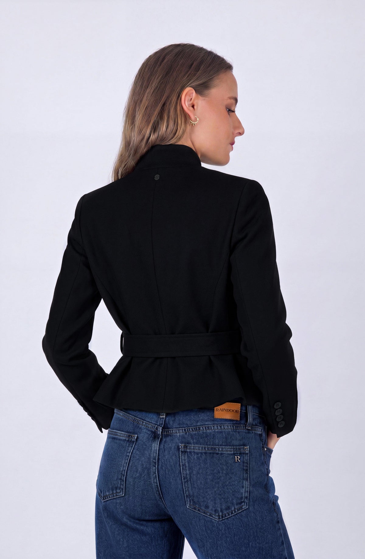 Black Double-Breasted Bow Blazer