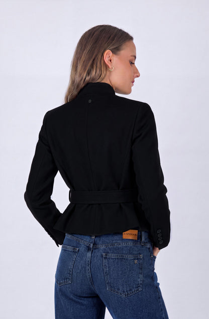 Black Double-Breasted Bow Blazer