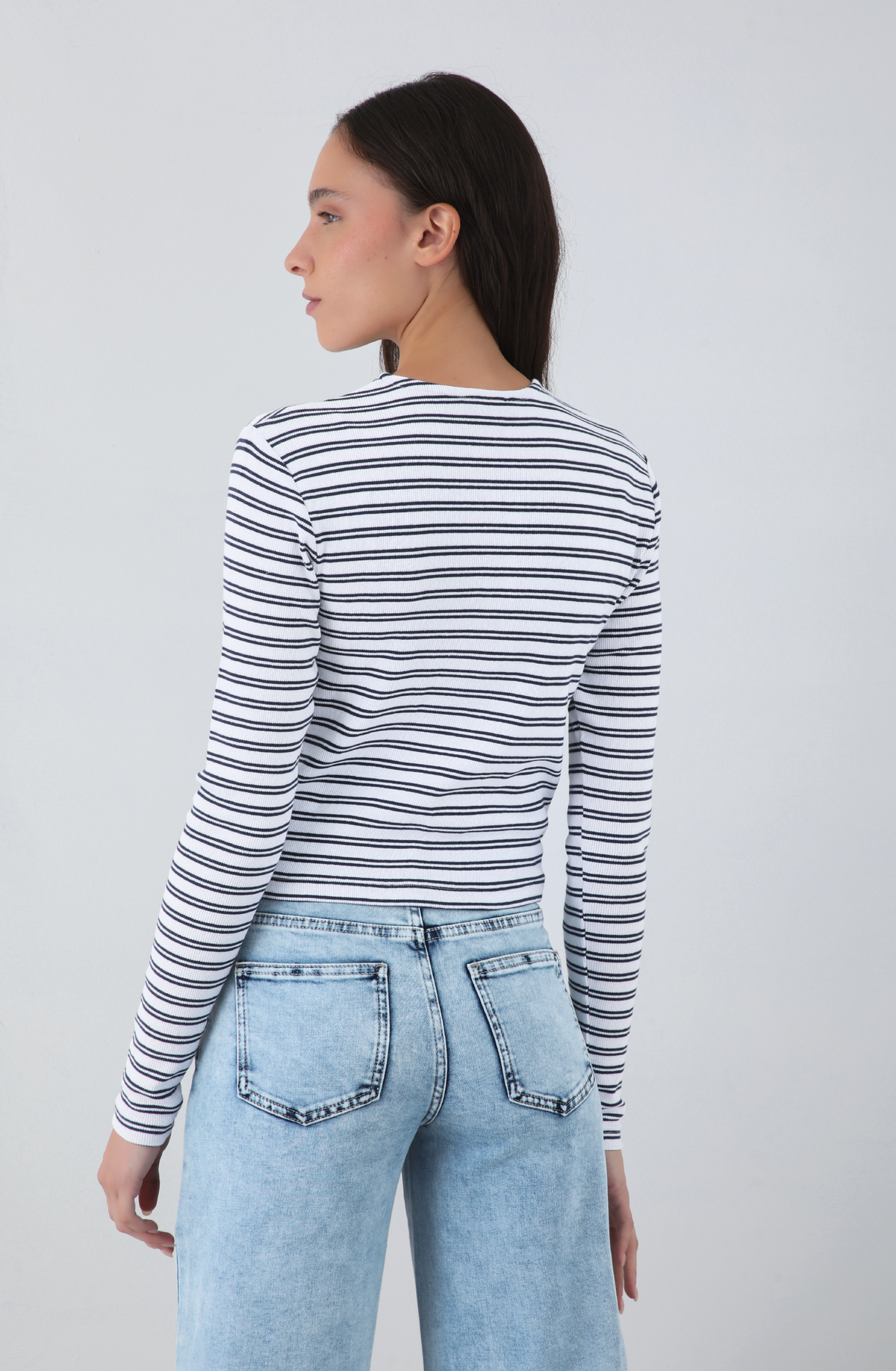 White Striped Long-Sleeve T-Shirt