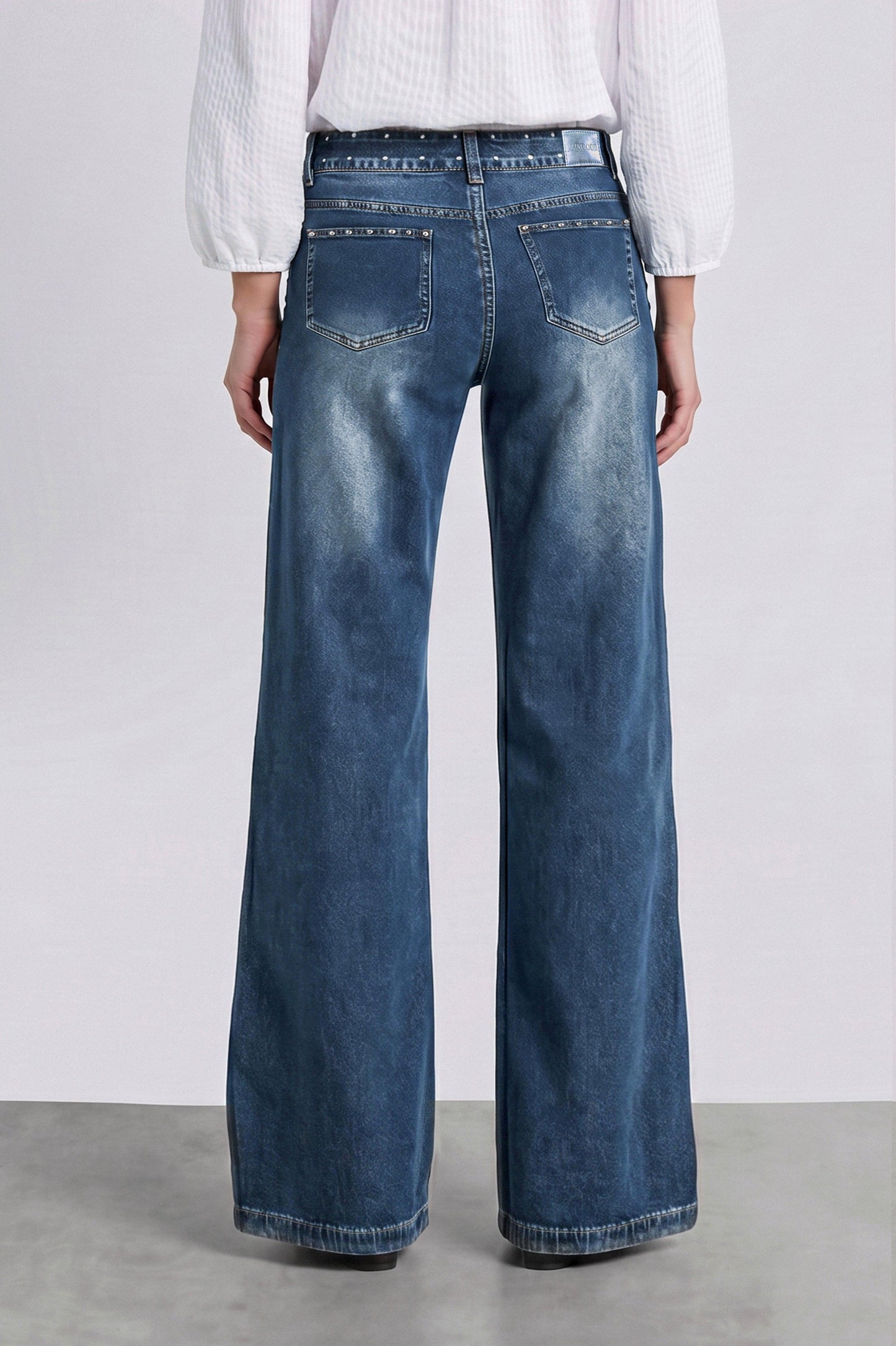 Light Blue Studded Waistband Pants