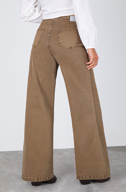 Brown Fitted Waistband Pants