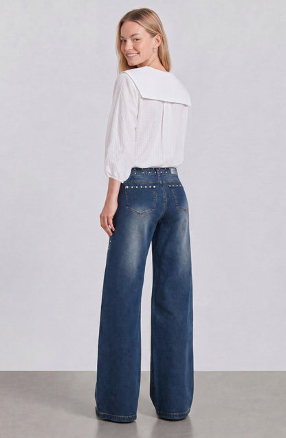 Vichy White Bobo Collar Blouse