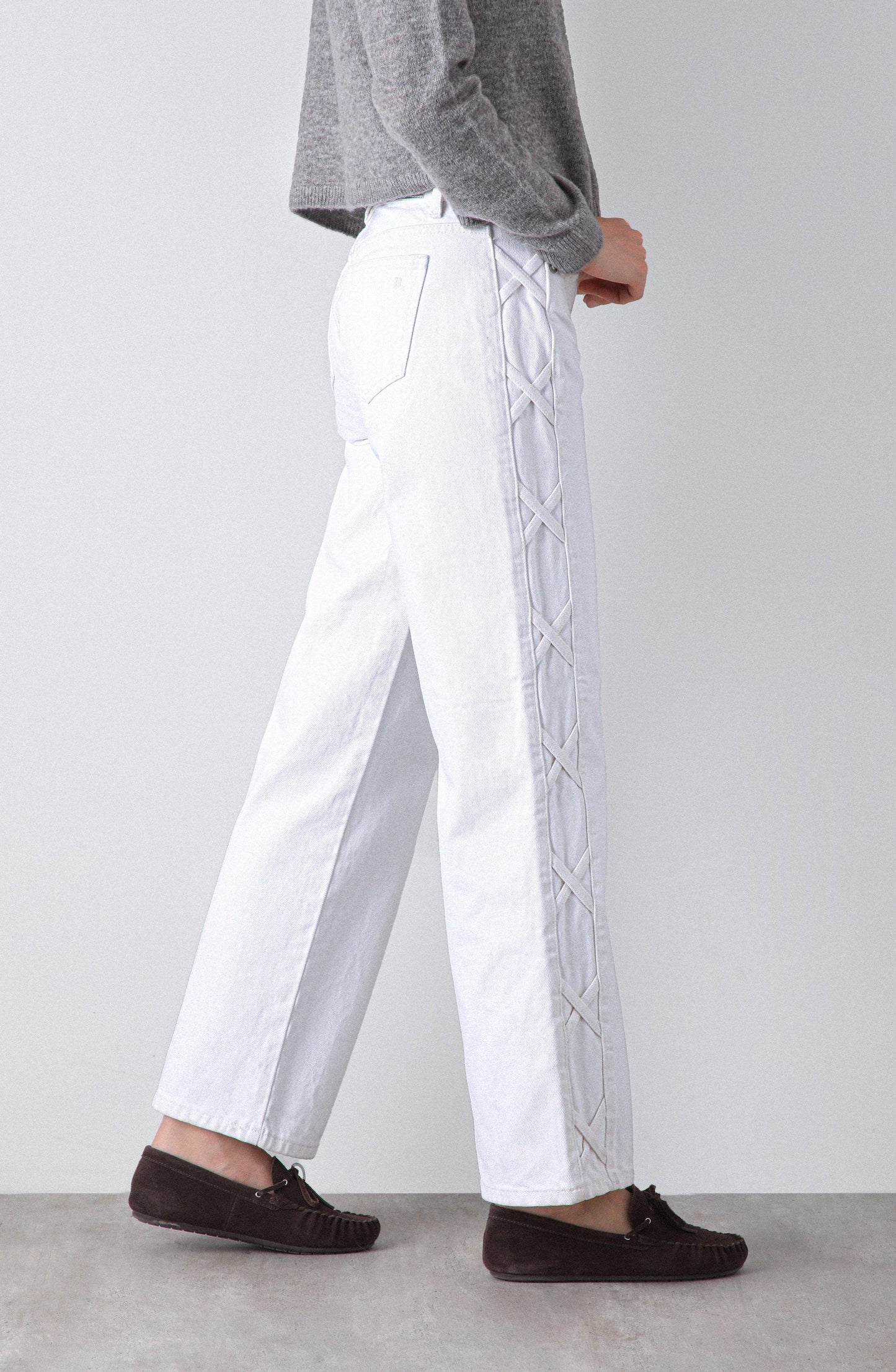 White Side Stripe Pants