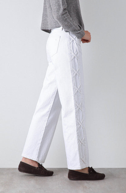 White Side Stripe Pants
