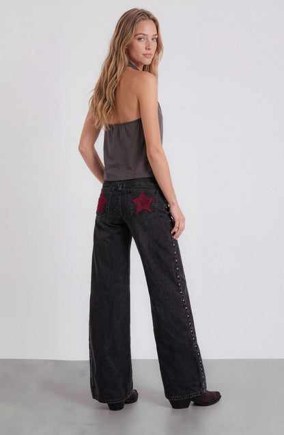 Black Star Straight Pants