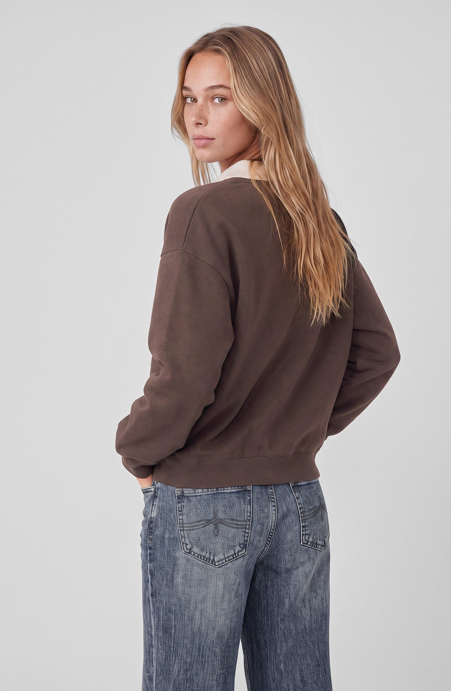 Brown Polo Crewneck Sweatshirt