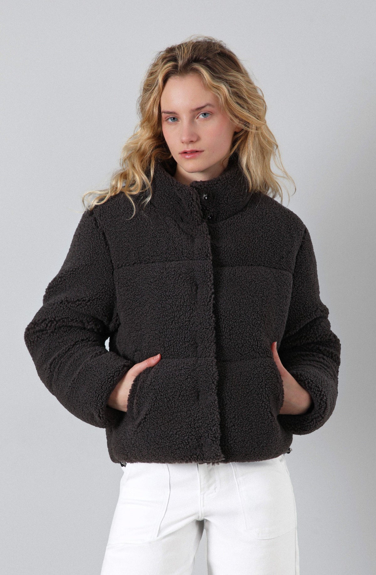 Gray Puffa Sherpa Fleece
