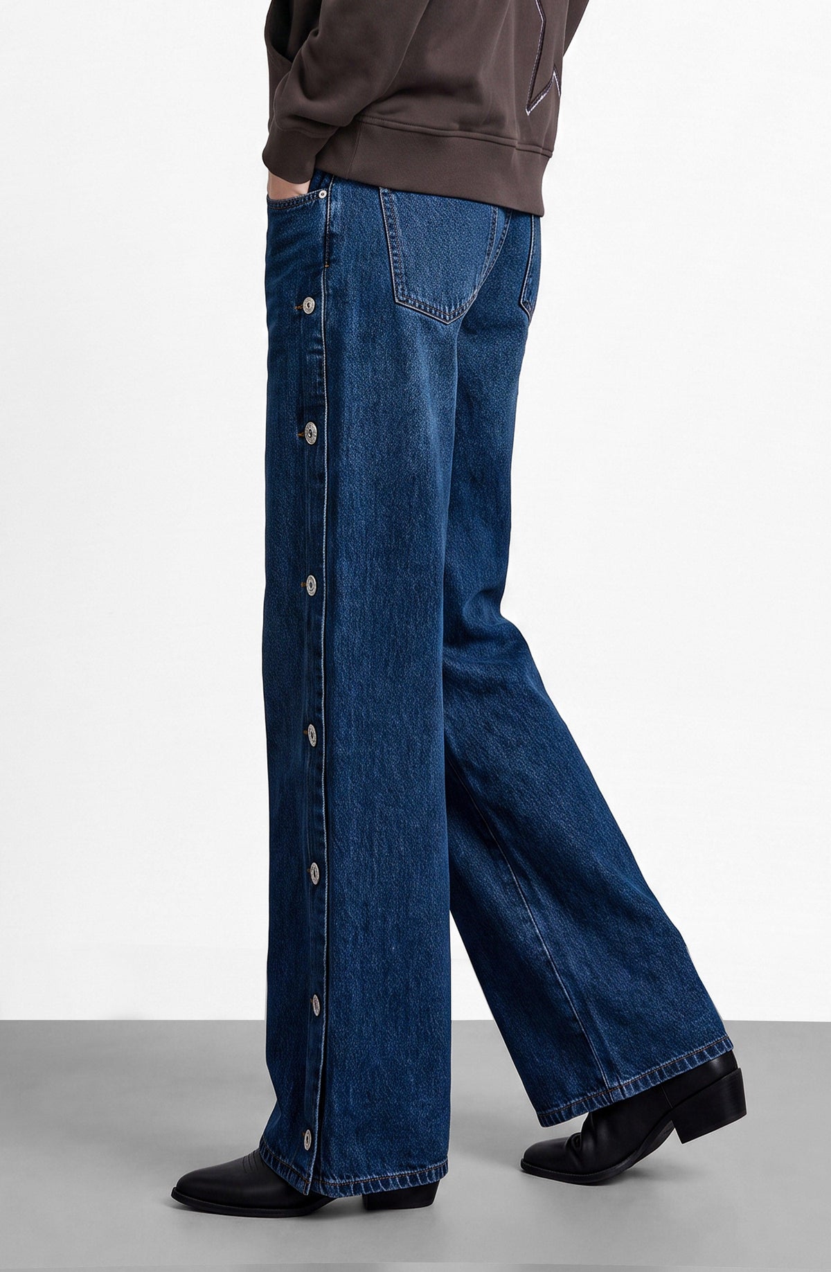 Indigo Pants with Side Buttons