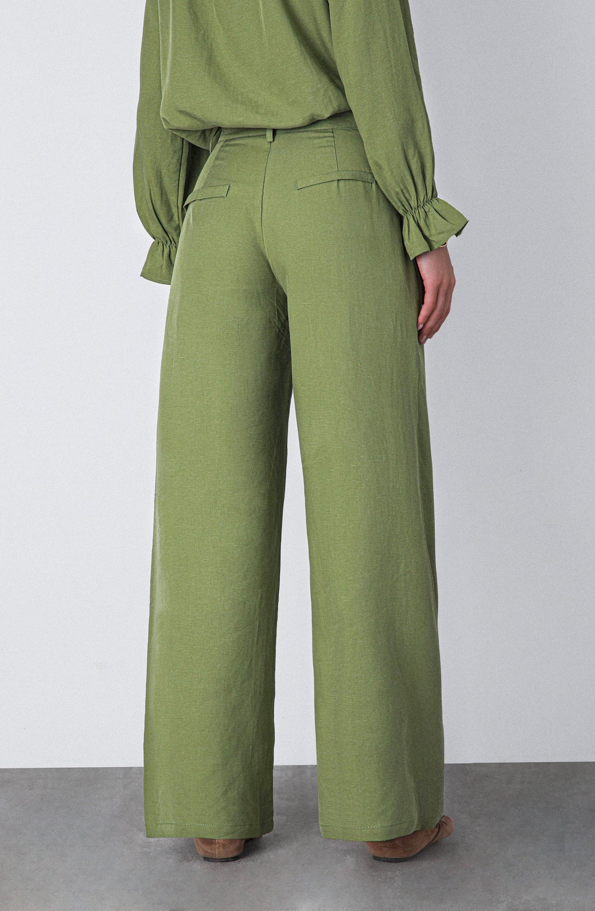 Green Straight-Leg Pants