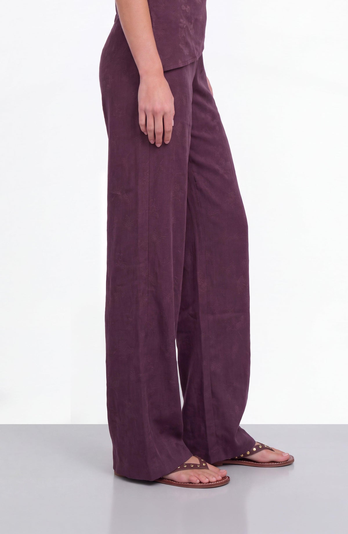 Purple Pants with a Wide Waistband