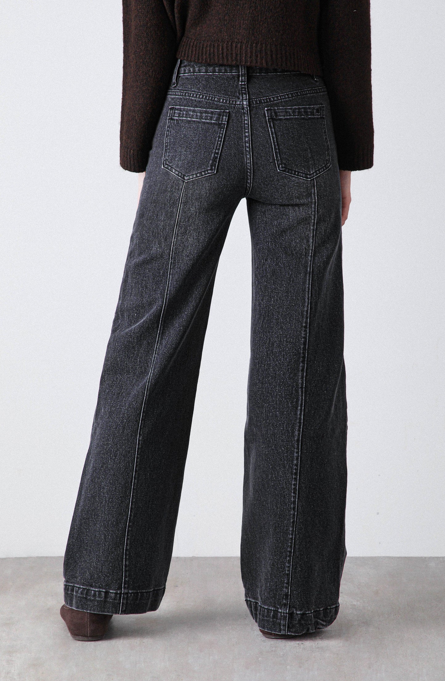 Wide Leg Pocket Black Pants