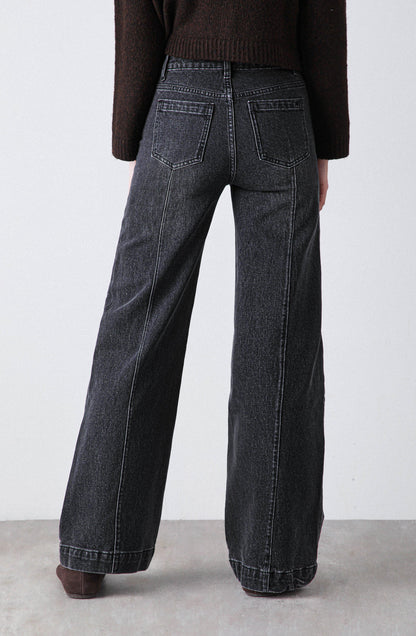 Wide Leg Pocket Black Pants