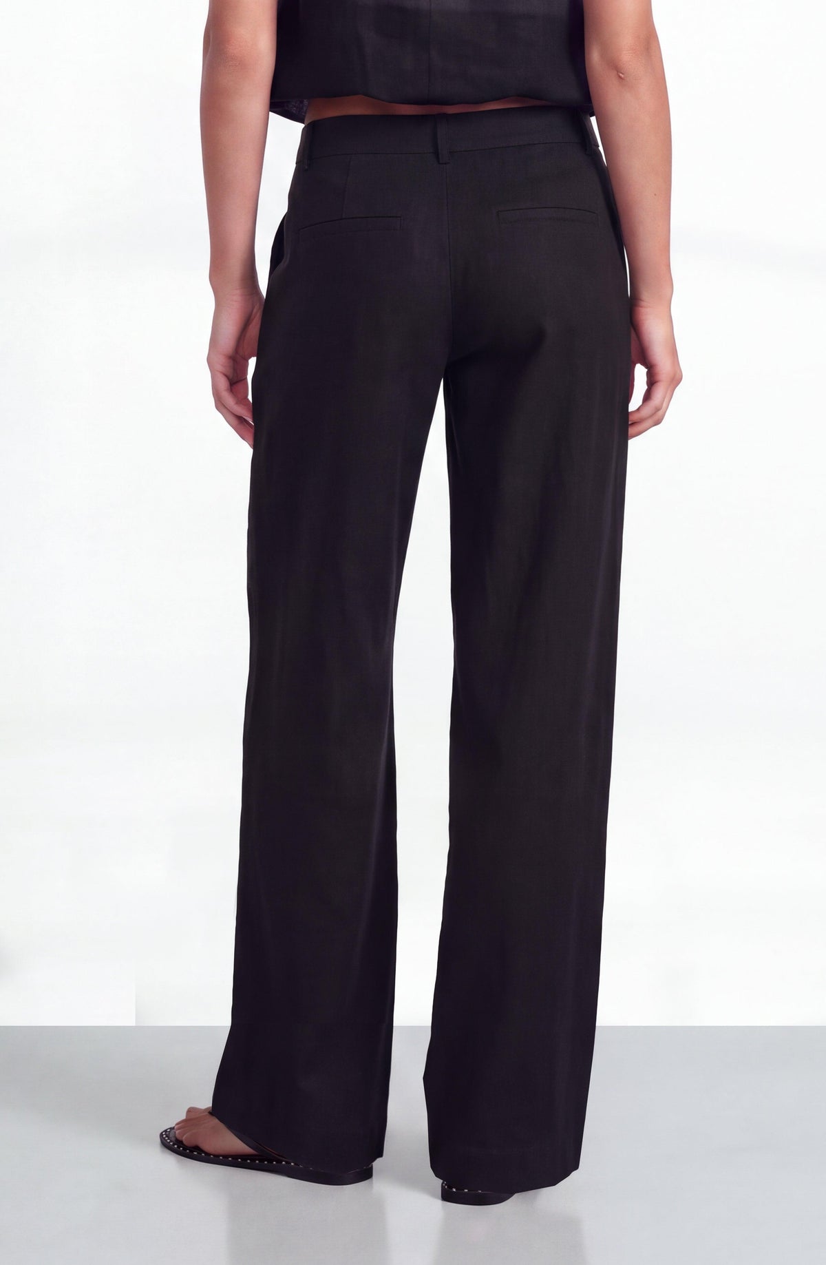 Black Linen Tailored Pants