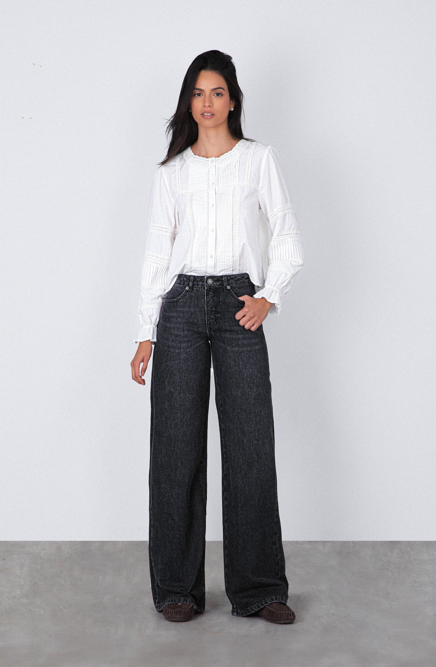 Brown Denim Pants with Application