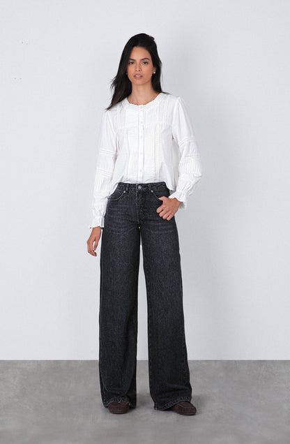 Brown Denim Pants with Application