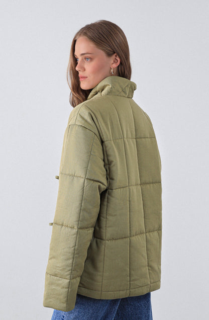 Pistachio Quilted Jacket with Straps