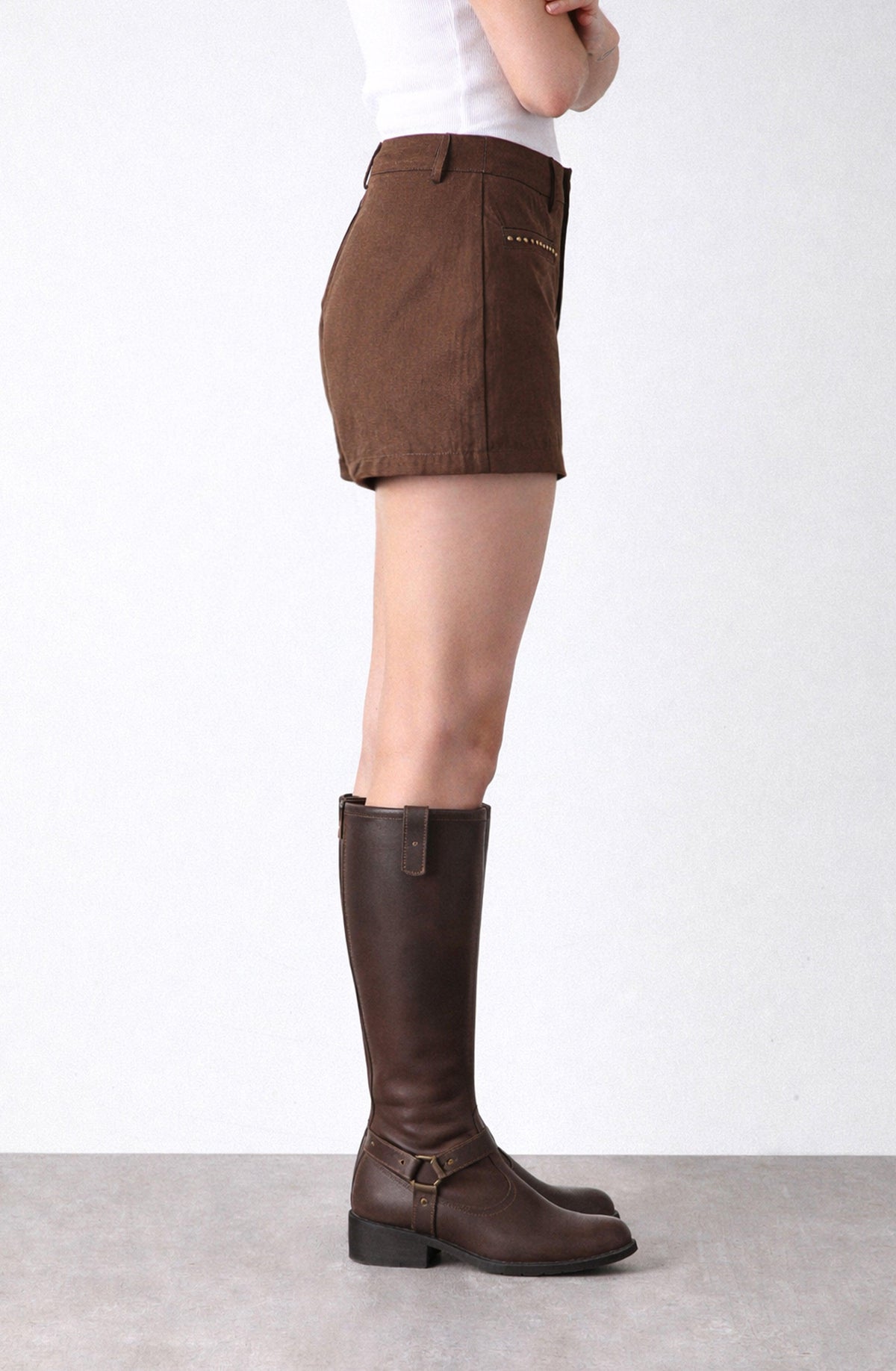 Brown Studded Shorts