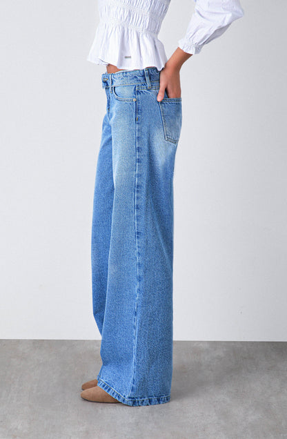 Blue Inverted Waistband Pants