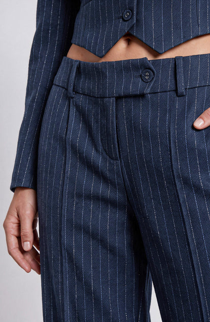 Blue Lurex Pinstripe Tailored Pants