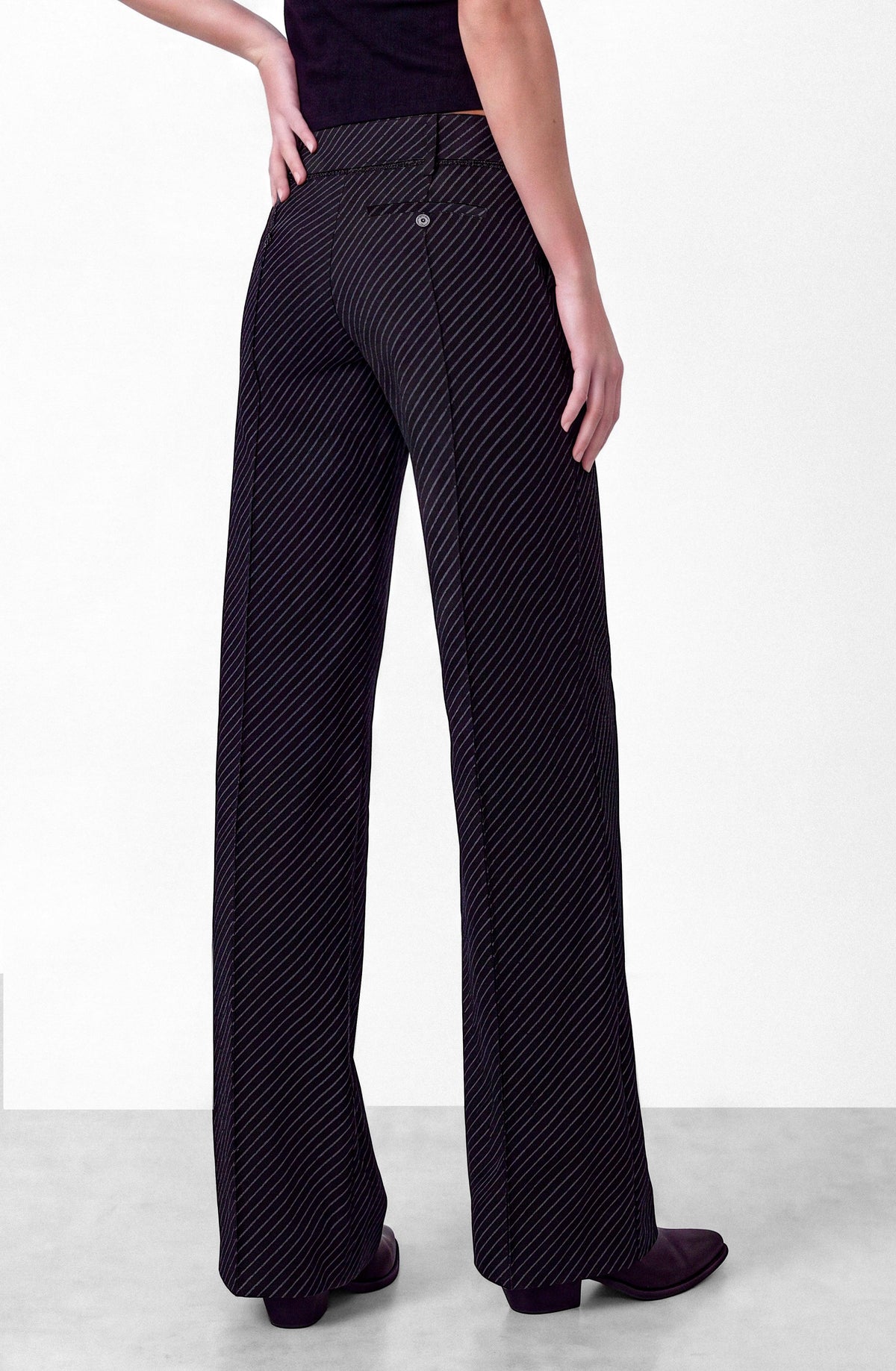 Black Pinstripe Tailored Pants