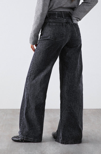 Black Belted Slit Pants