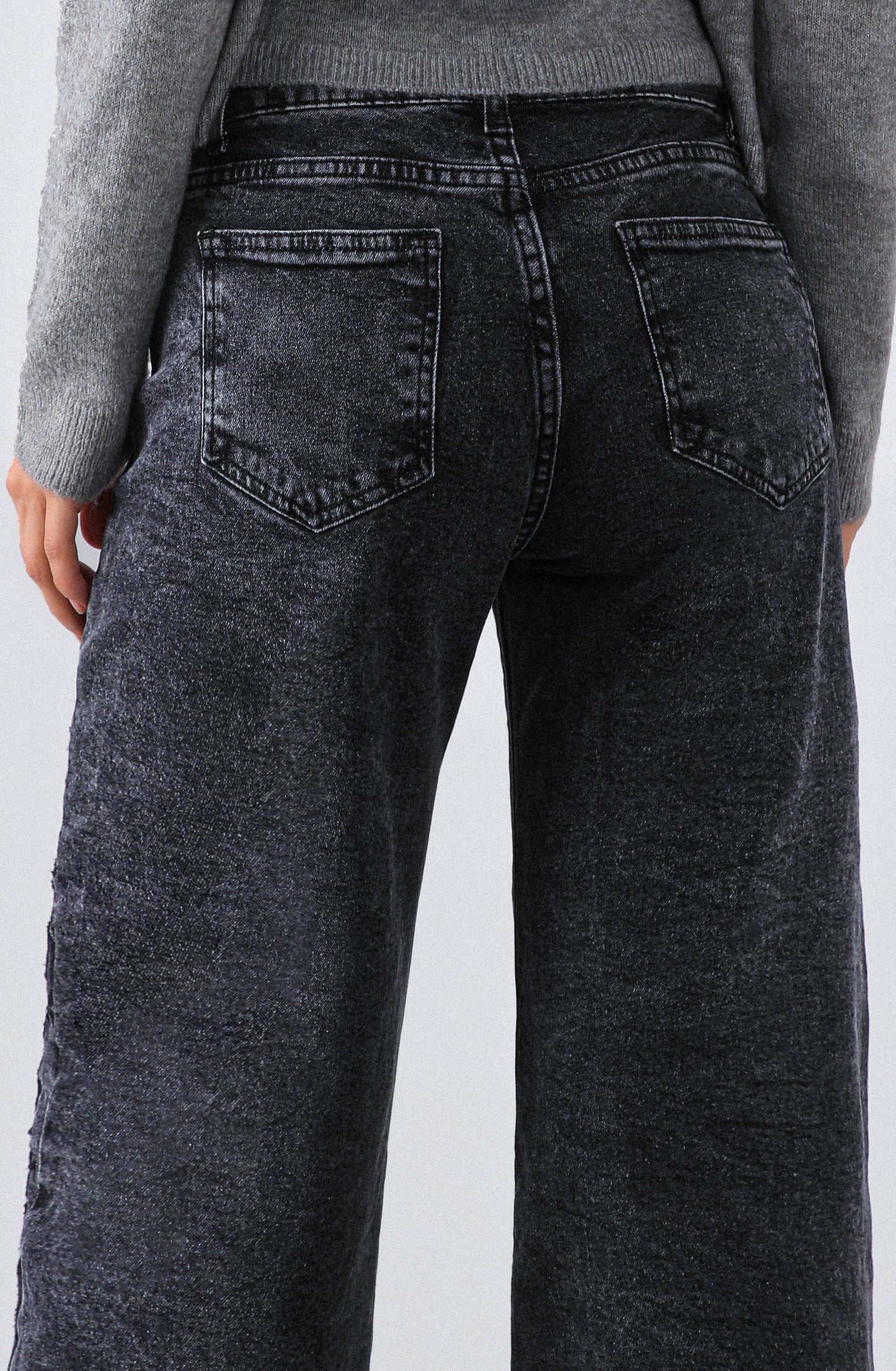 Grey Floral Embroidered Pants
