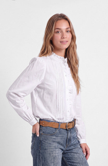 Front Flounce Blouse White