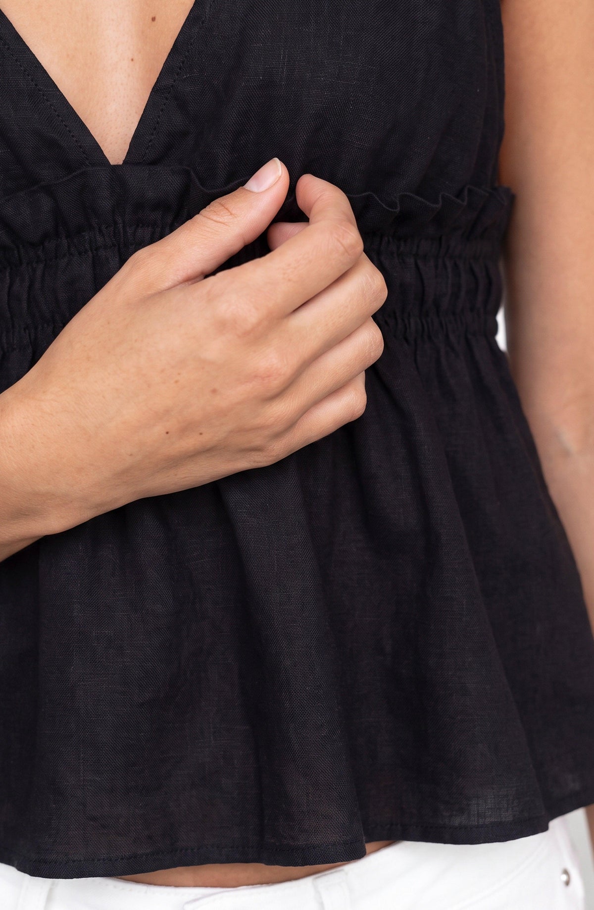 Black Linen Blouse