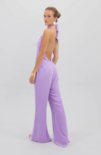 Halter One Piece Jumpsuit Lila