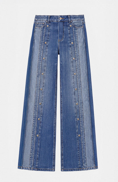 Pants Front Buttons Blue