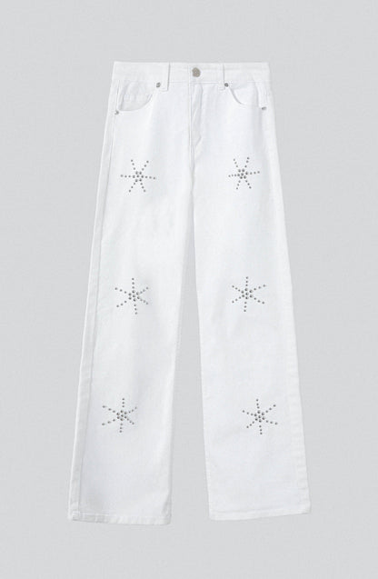 Pantalón Dibujo Flores White