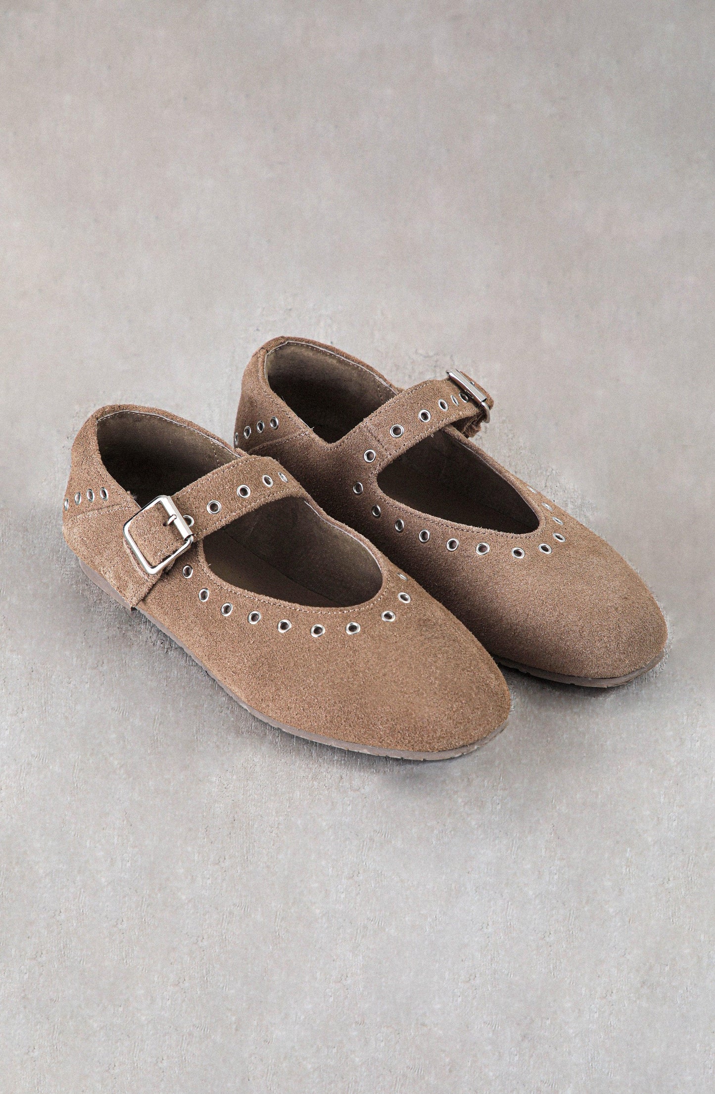 Taupe Eyelet Ballet Flats