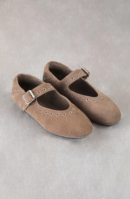 Taupe Eyelet Ballet Flats