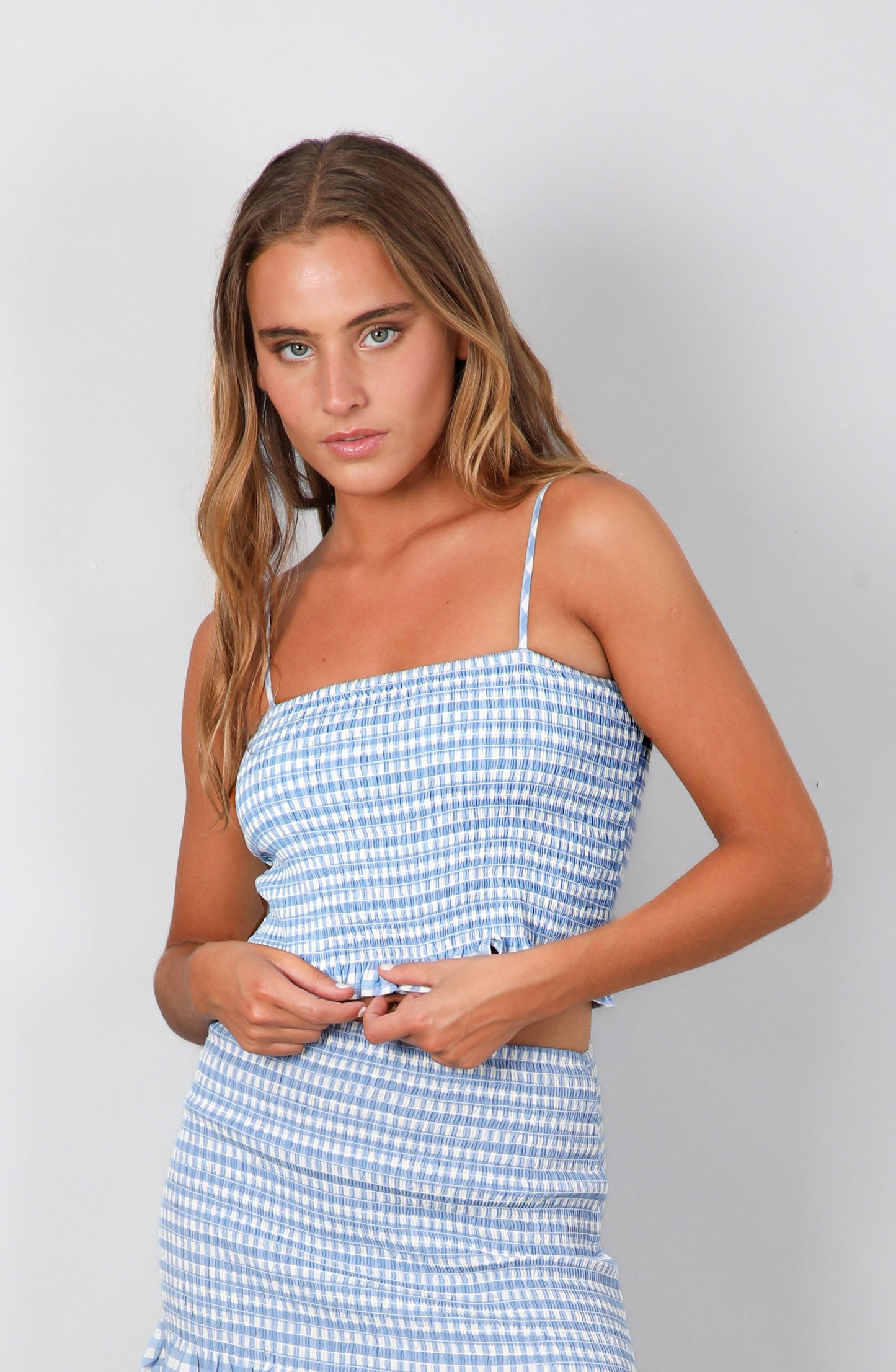 Light Blue Vichy Panal Top