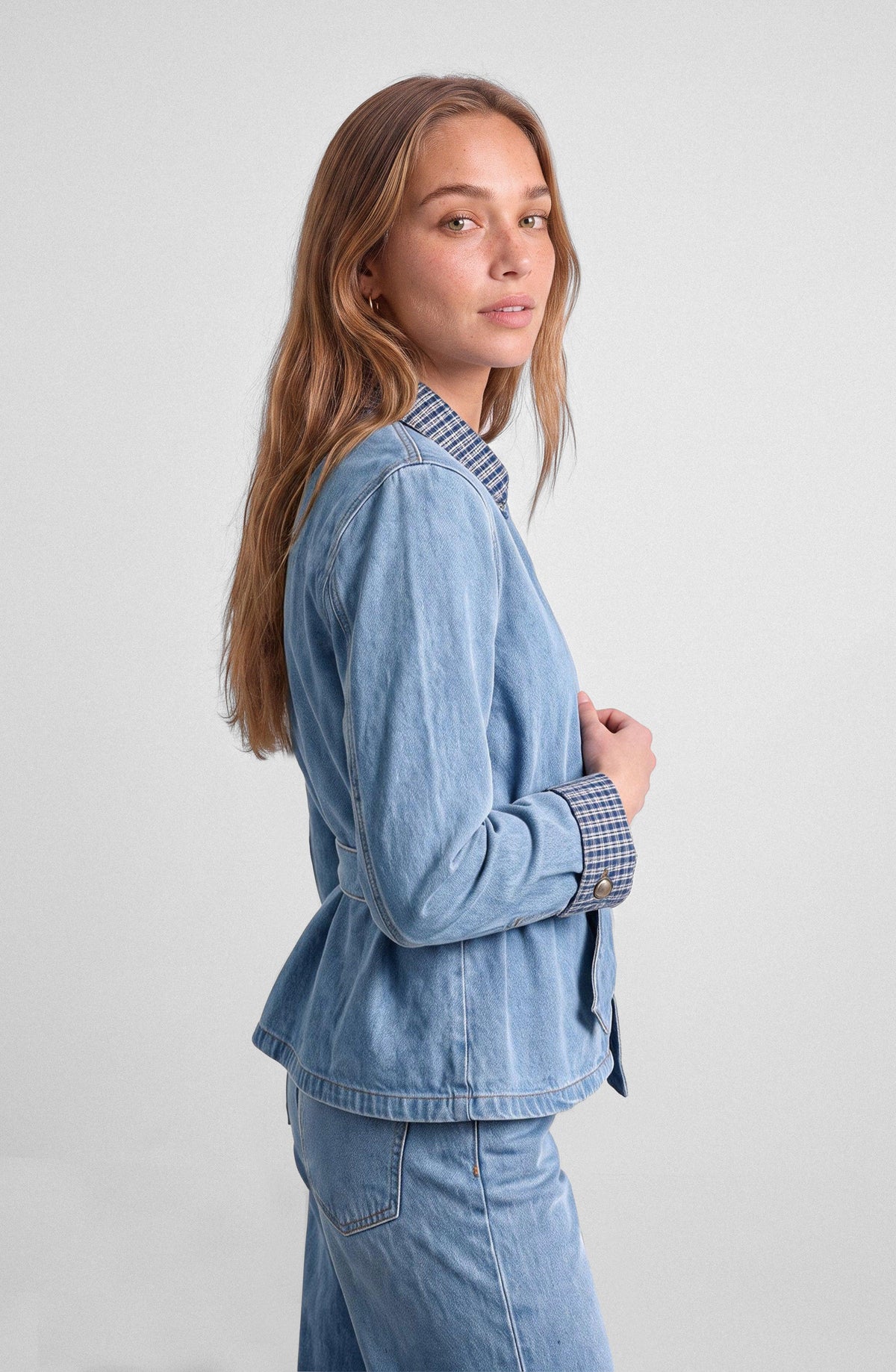 Blue Print-Detail Jacket
