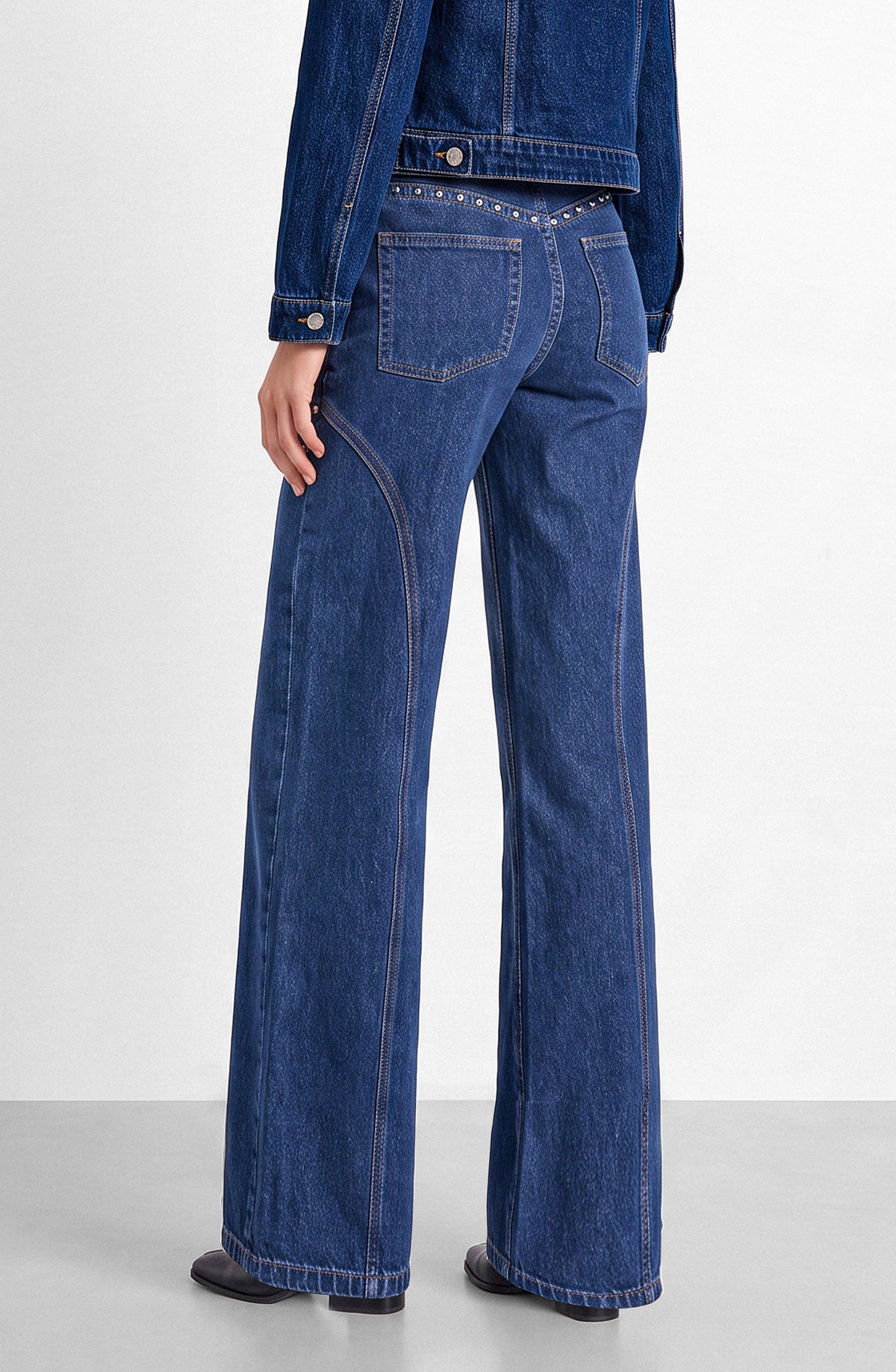 Blue Studded Cutout Pants