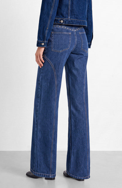 Blue Studded Cutout Pants
