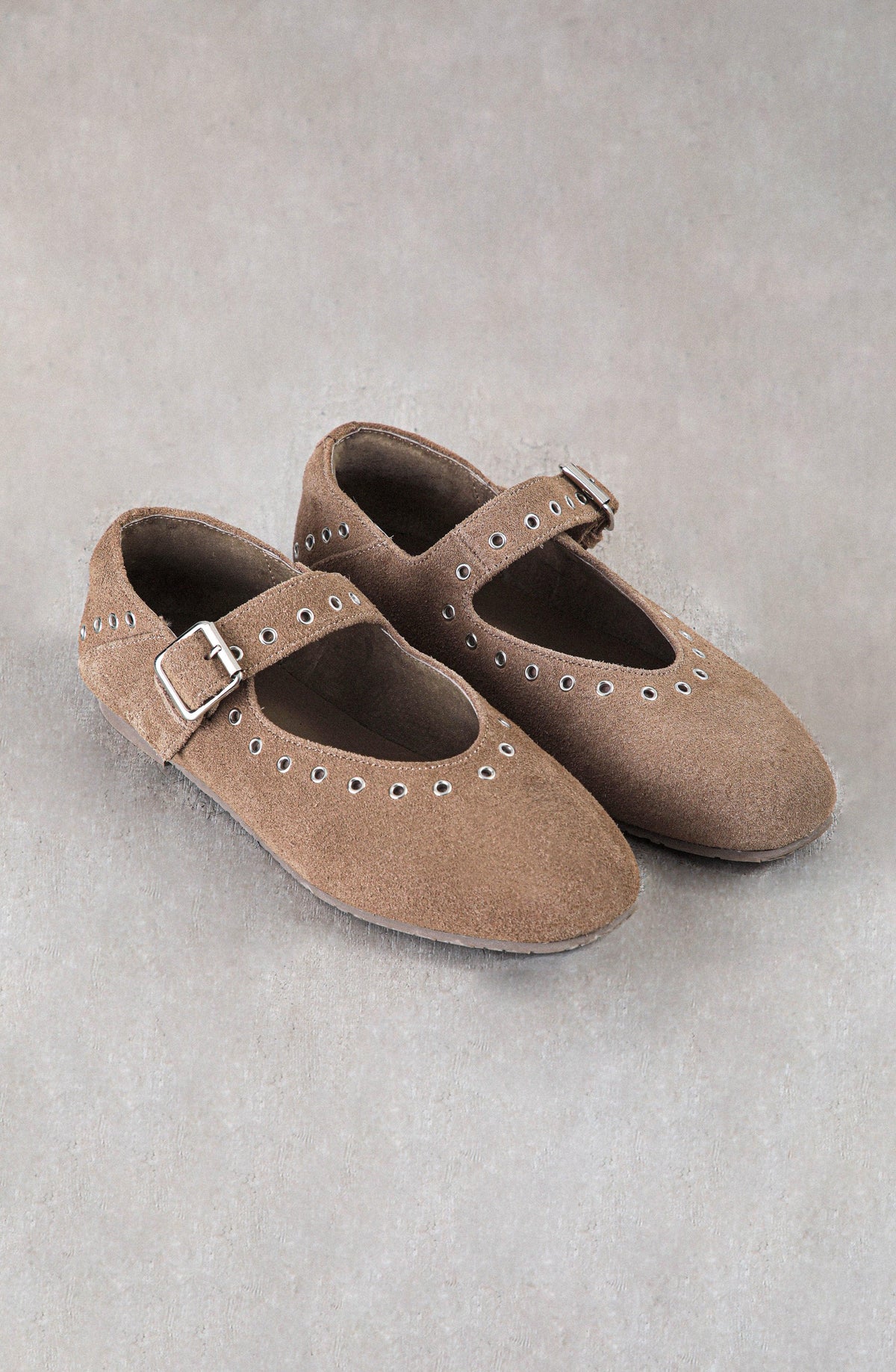 Taupe Eyelet Ballet Flats