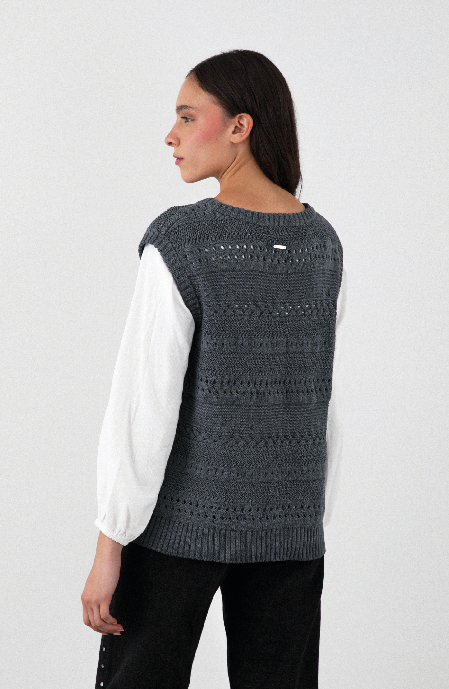 Gray Braided Sweater Vest