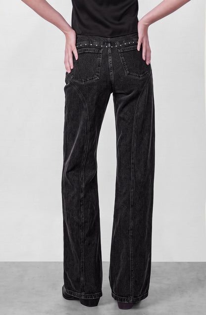 Pantalón Corte Tachas Wide Grey
