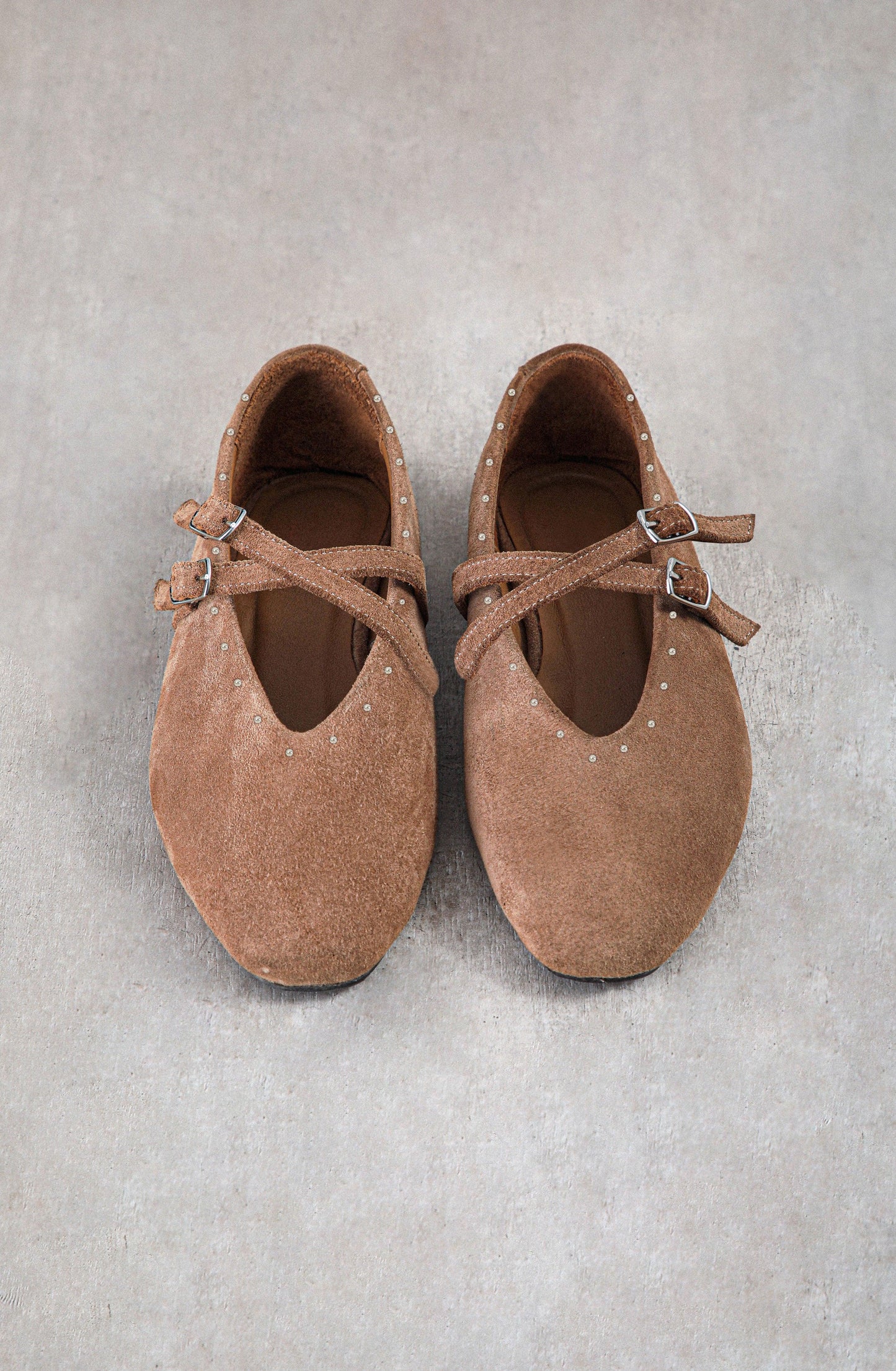 Brown Studded Ballerina Flats